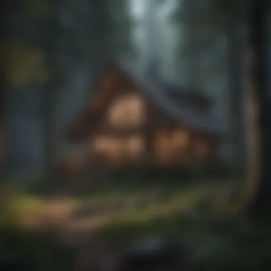 Artistic representation of a cozy cabin in the woods