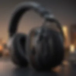 A close-up of high-quality gaming headphones showcasing their padded ear cups and adjustable headband.
