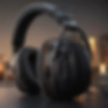 Premium Comfort in Gaming Headphones A close-up of high-quality gaming headphones showcasing their padded ear cups and adjustable headband.