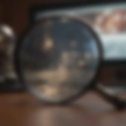 Magnifying Glass Focused on TV Screen