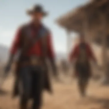 Intense showdown between characters in Red Dead Redemption