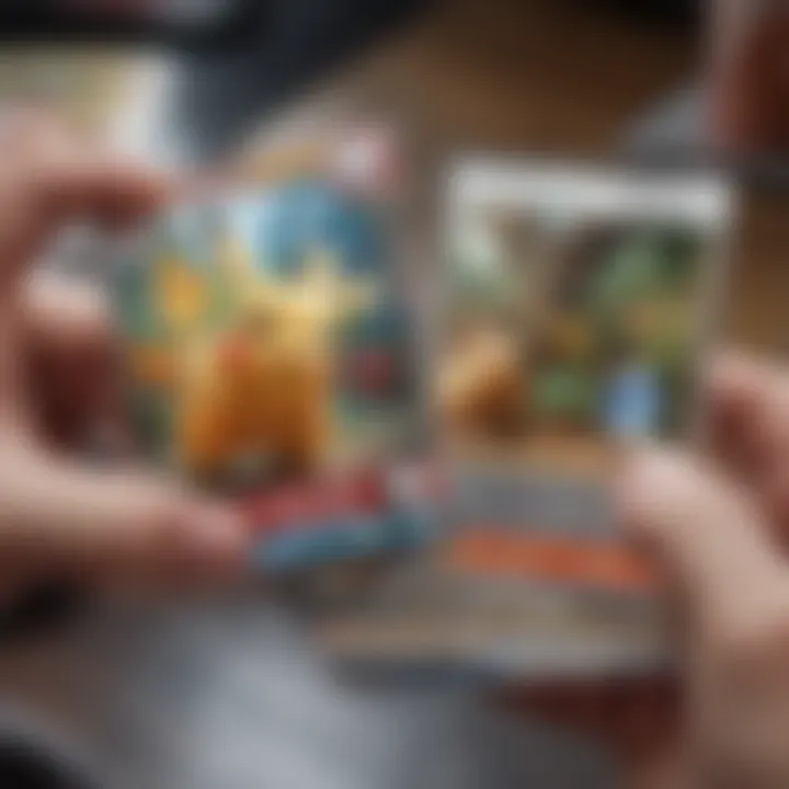 A close-up view of a valuable Pokémon card being evaluated