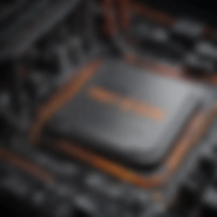 Close-up of an AMD Ryzen processor installed on a motherboard