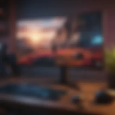Aesthetic view of MrBeast's gaming monitor displaying vibrant visuals during a livestream.