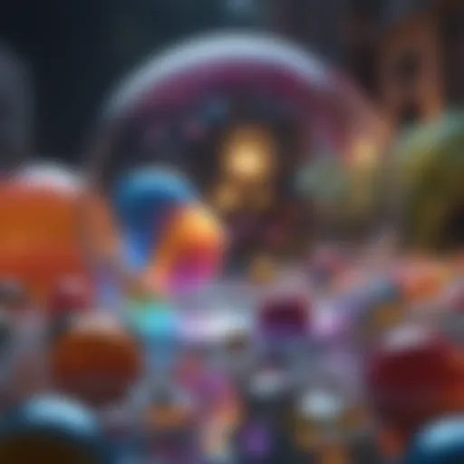 Colorful bubbles floating in a vibrant gaming environment