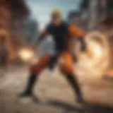 Dynamic battle scene showcasing characters in action