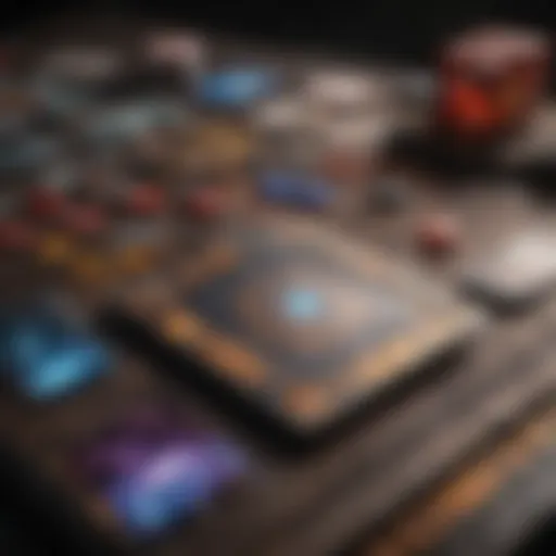 A vibrant digital card game interface showcasing various game elements