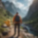 A North Face-clad adventurer exploring a vibrant landscape while catching Pokémon