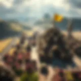 A digital landscape representing a thriving civilization
