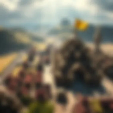 A digital landscape representing a thriving civilization