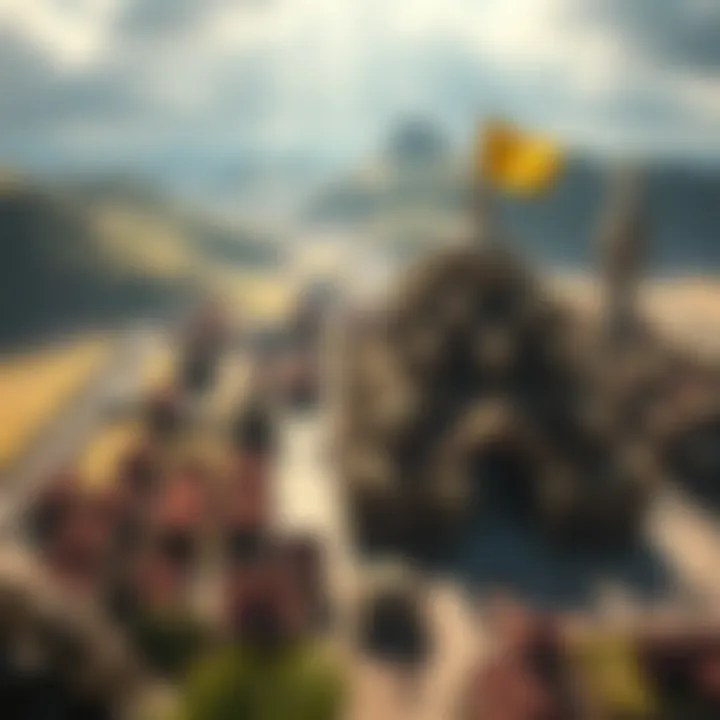 A digital landscape representing a thriving civilization