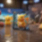 A vibrant digital landscape showcasing Pokémon TCG cards in action