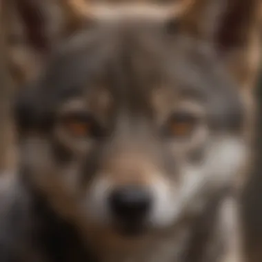 Close-up of a wolf puppy's piercing gaze