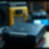 A vintage PlayStation 2 console displayed prominently