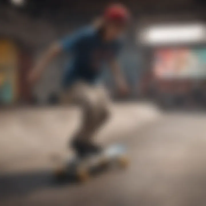 Youth engaged in skateboarding amidst vibrant artistic expressions