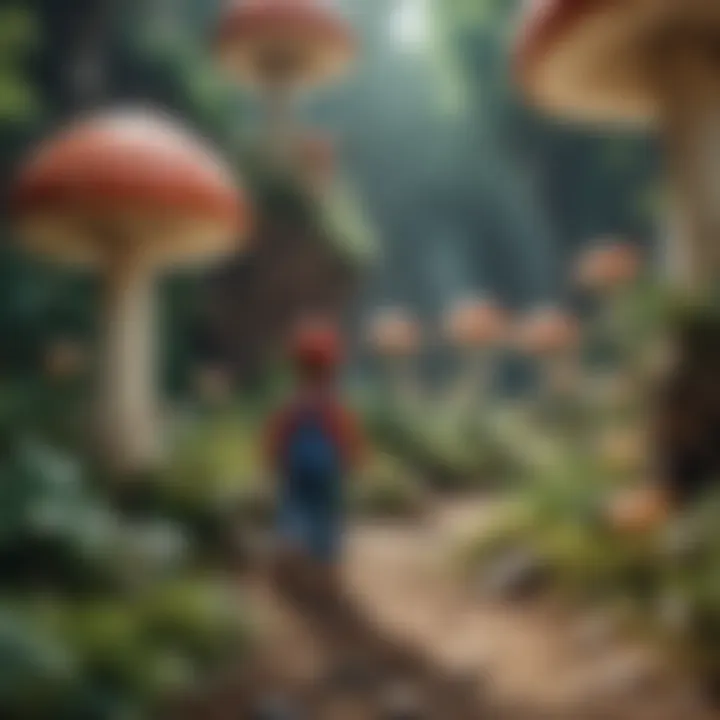 Legendary plumber navigating through vibrant Mushroom Kingdom