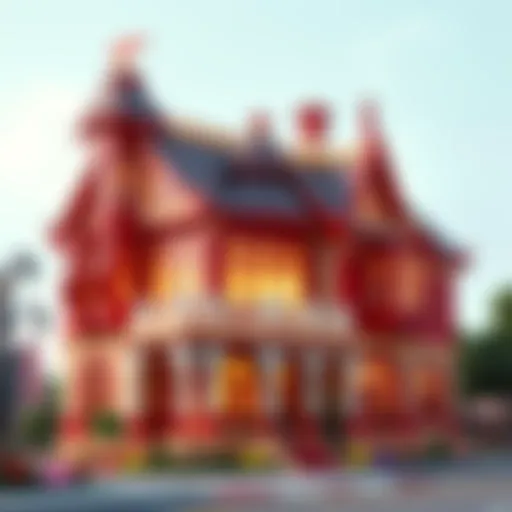 A vibrant Roblox house showcasing intricate architectural details