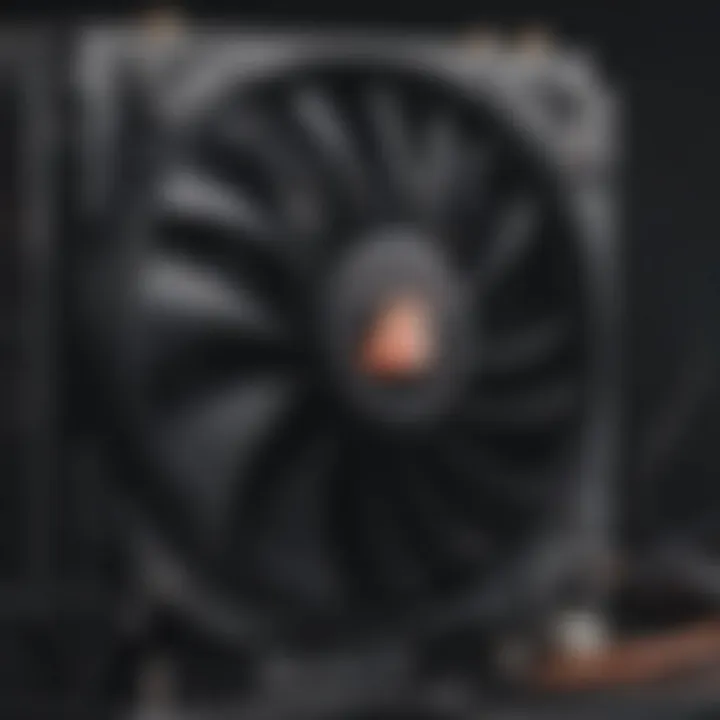 Close-up of an AIO CPU cooler's pump and radiator