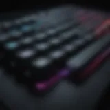 Close-up of a custom gaming keyboard with RGB lighting