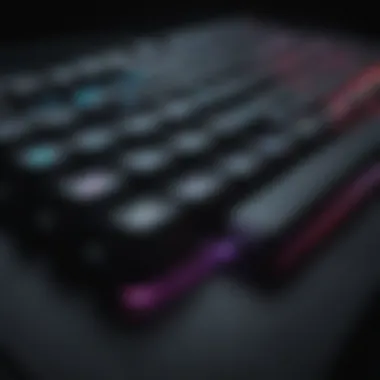 Close-up of a custom gaming keyboard with RGB lighting