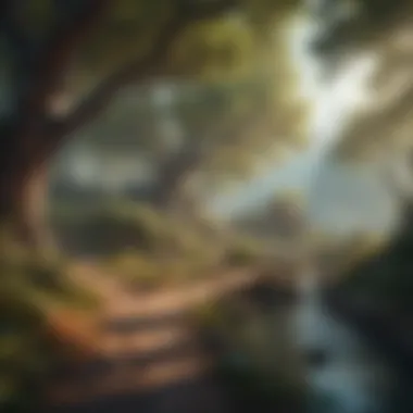 Immersive Fantasy Game Landscapes A captivating image showcasing a fantasy game world with vibrant landscapes