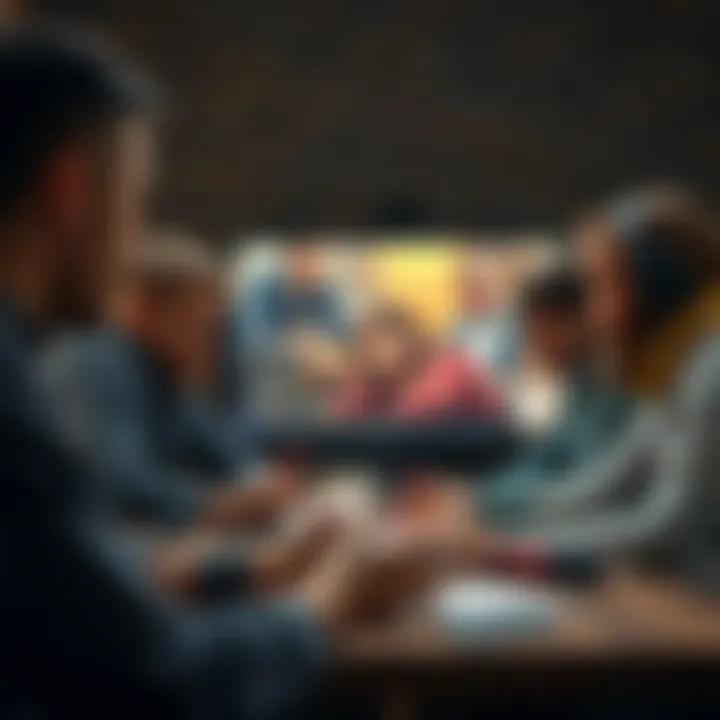 A group of players interacting in an online D&D session over a video call