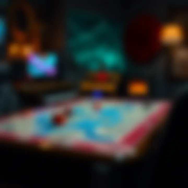 A virtual D&D tabletop setup with digital dice and maps