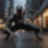 A dynamic scene showcasing Black Spider-Man in action