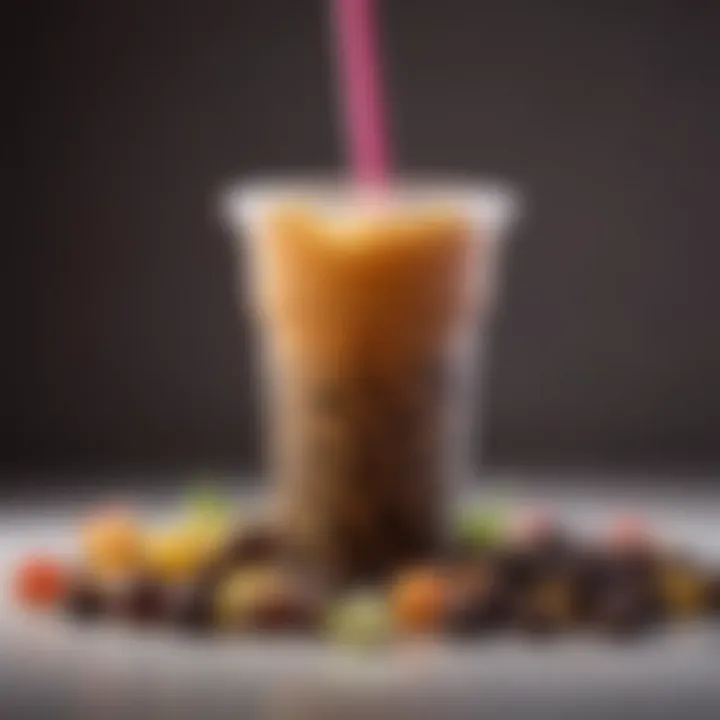 A creative representation of various bubble tea flavors featured in a video game as collectible items.