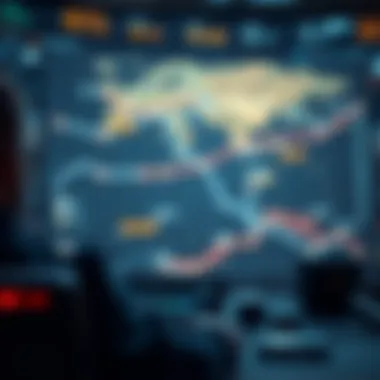 Strategic Interface of Wartime Games A complex war game interface showcasing strategic planning elements