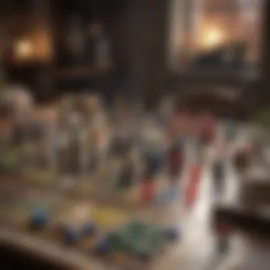 A serene tabletop setting with strategy games