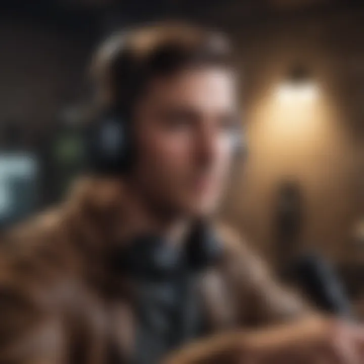 A gamer using a headset during a multiplayer game session, showcasing communication