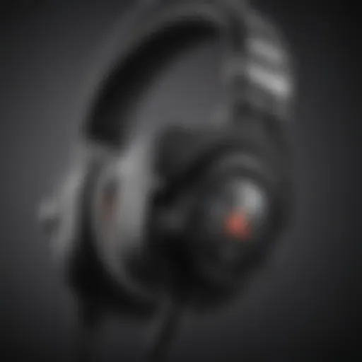 Close-up of a gaming headset microphone highlighting its design and features