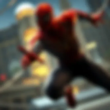 Dynamic Action of Iron Spiderman Illustration of Iron Spiderman in action showcasing dynamic movement.
