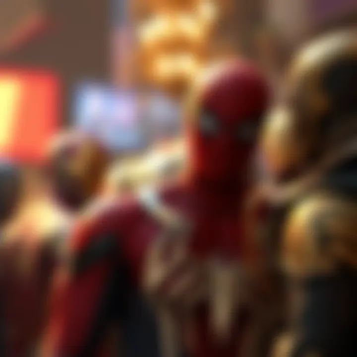 Iron Spiderman with Iconic Marvel Characters Visual depiction of Iron Spiderman interacting with iconic Marvel characters.