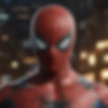 Close-up of the intricate character design showcasing Spider-Man's suit.