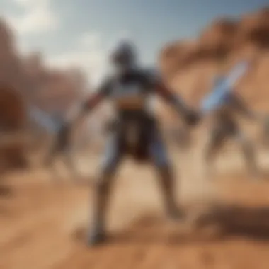 An action-packed scene depicting a battle between iconic characters within the game