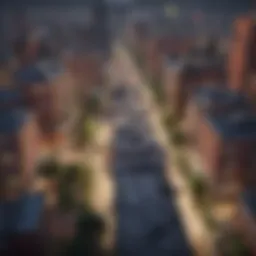 Virtual cityscape in Sims City on PC