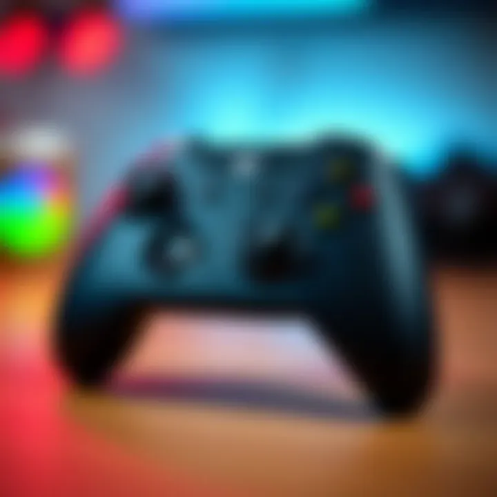 Close-up view of the Xbox One controller showcasing its sleek design and ergonomic layout.