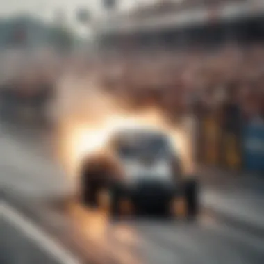 Crowd cheering at a drag racing event