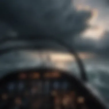 Pilot navigating through stormy skies in realistic flight simulator game