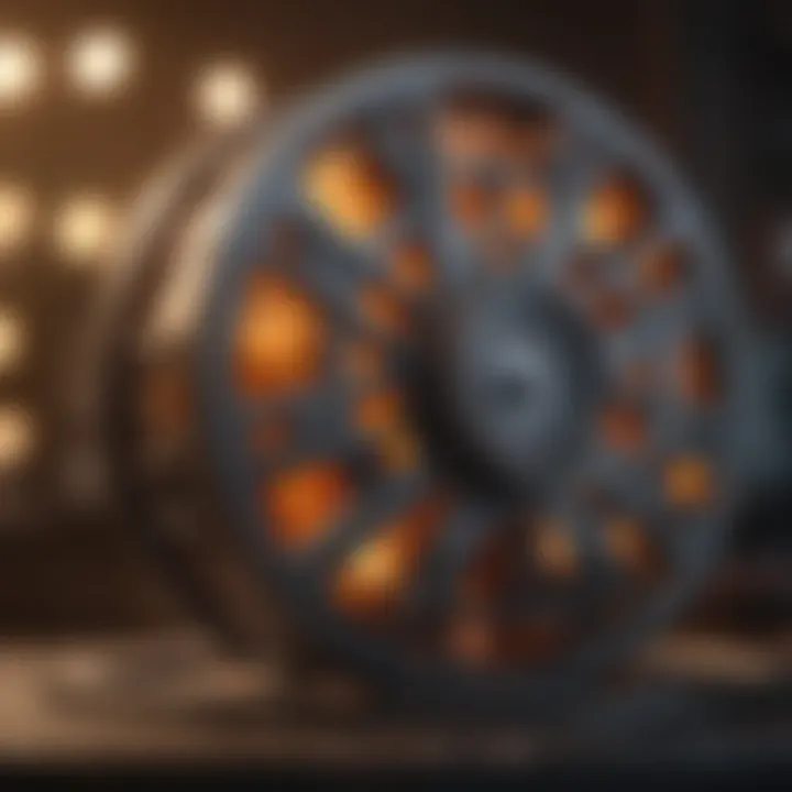 A film reel with comedy themes illustrating the evolution of humor.