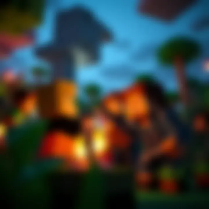 A dynamic multiplayer scene in Minecraft showcasing diverse player interactions