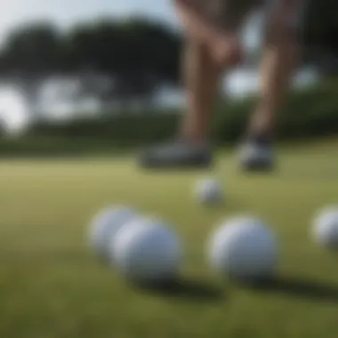 A golfer experimenting with different types of uncommon golf balls on the course