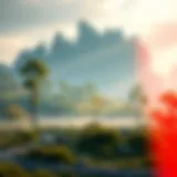 Concept art for an upcoming Xbox One game featuring a fantasy landscape