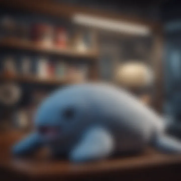 Wailord plush toy placed in a collector's display setting