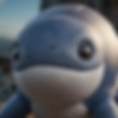 Close-up of Wailord plush showcasing its intricate design and textures