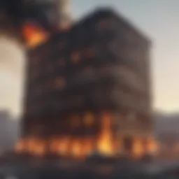 Intense flames engulfing a building