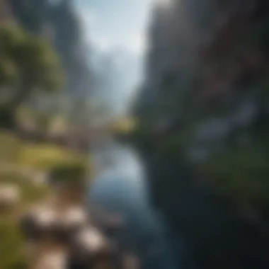 Stunning Landscapes Created with Unreal Engine A dynamic landscape rendered in Unreal Engine showcasing detailed environments