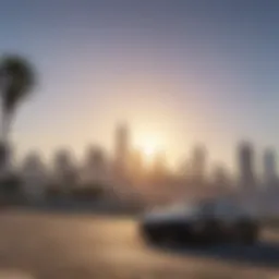 Virtual skyline of Grand Theft Auto V on PS4